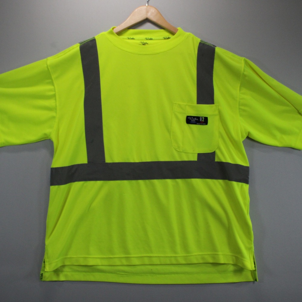Walls Workwear Mens L Neon Yellow 3M Reflective Safety Utility Pocket T-Shirt